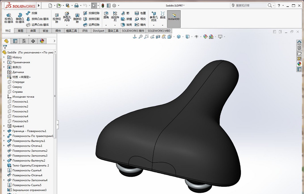 SOLIDWORKS模型图纸免费下载-自行车坐垫