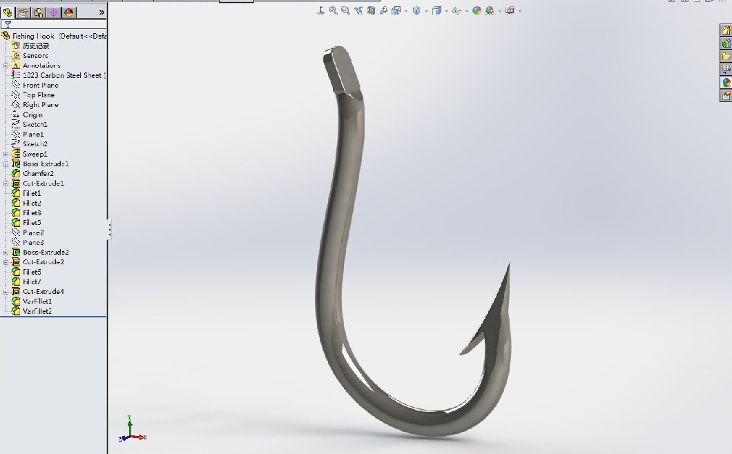 SOLIDWORKS模型图纸免费下载-鱼钩