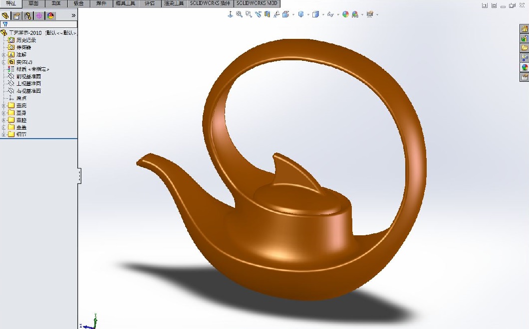 SOLIDWORKS模型图纸免费下载-工艺茶壶