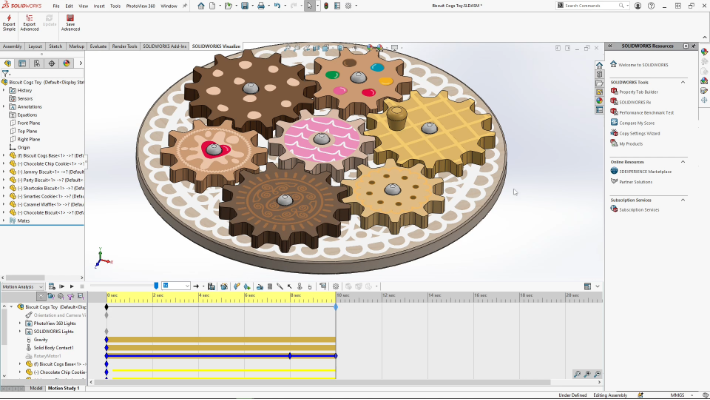 木制饼干齿轮玩具 – SOLIDWORKS 教程