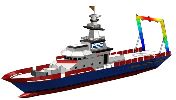 SOLIDWORKS云仿真帮助PES超预期完成货船尾安装坡道设计