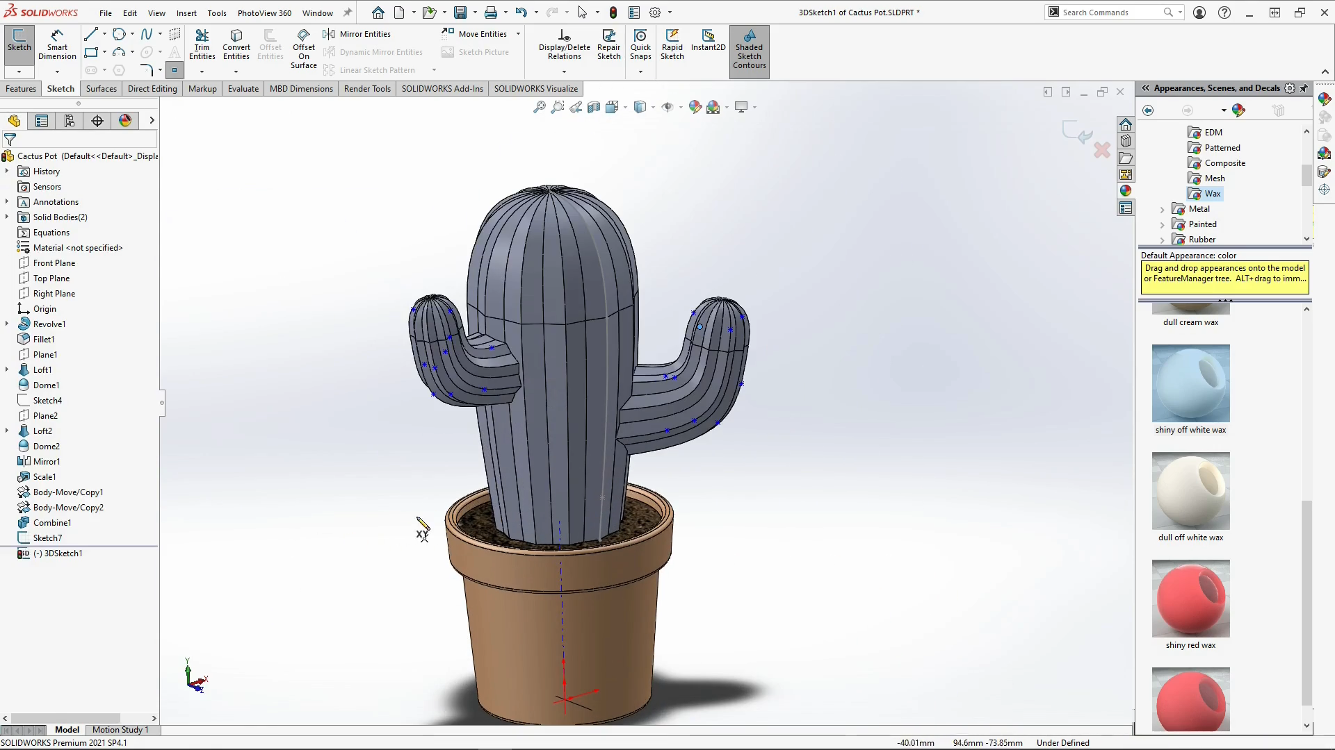 SOLIDWORKS创建仙人掌建模教程