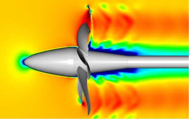 螺旋桨模型横截面轴向速度快照 螺旋桨模型横截面轴向速度快照