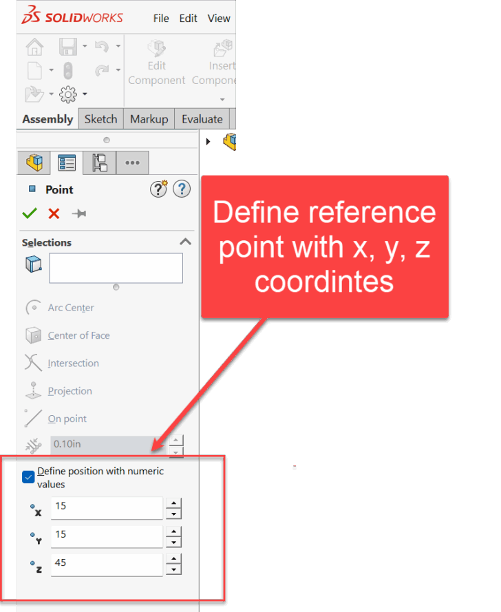 SW定义带有特定坐标的参考点