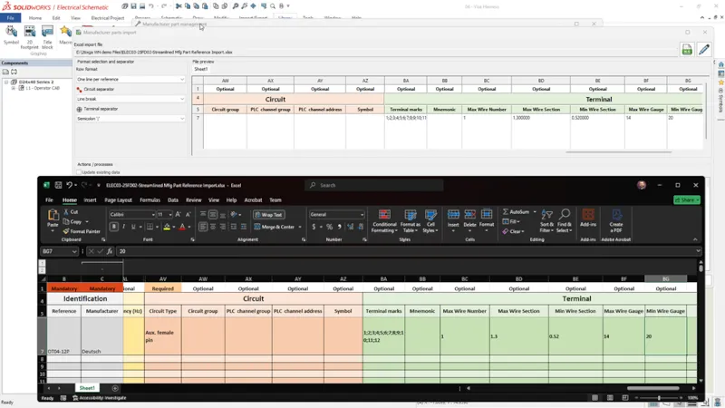 简化制造商零件和电缆参考导入 简化制造商零件和电缆参考导入