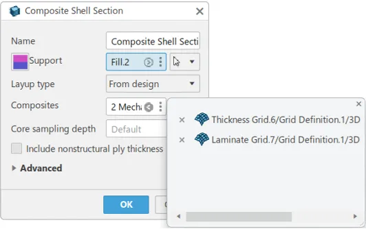 复合壳体截面中的金属网格 复合壳体截面中的金属网格