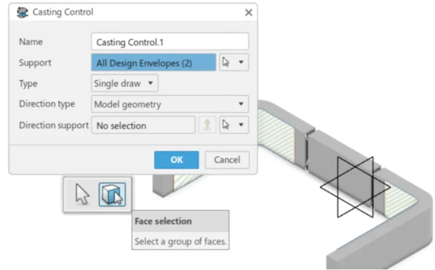 在铸造约束中定义局部优化区域 在铸造约束中定义局部优化区域